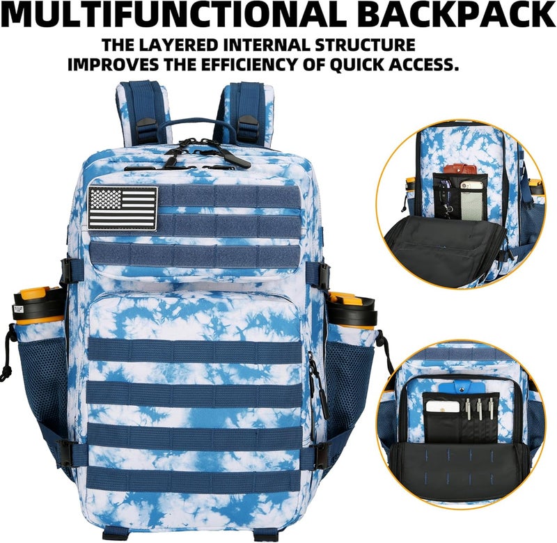 Lovelinks21 45L Tactical Assault Backpack 3 day assault pack with Molle Waterproof backpack Rucksack for Tactical Backpacks (Blue coral) - Image 4